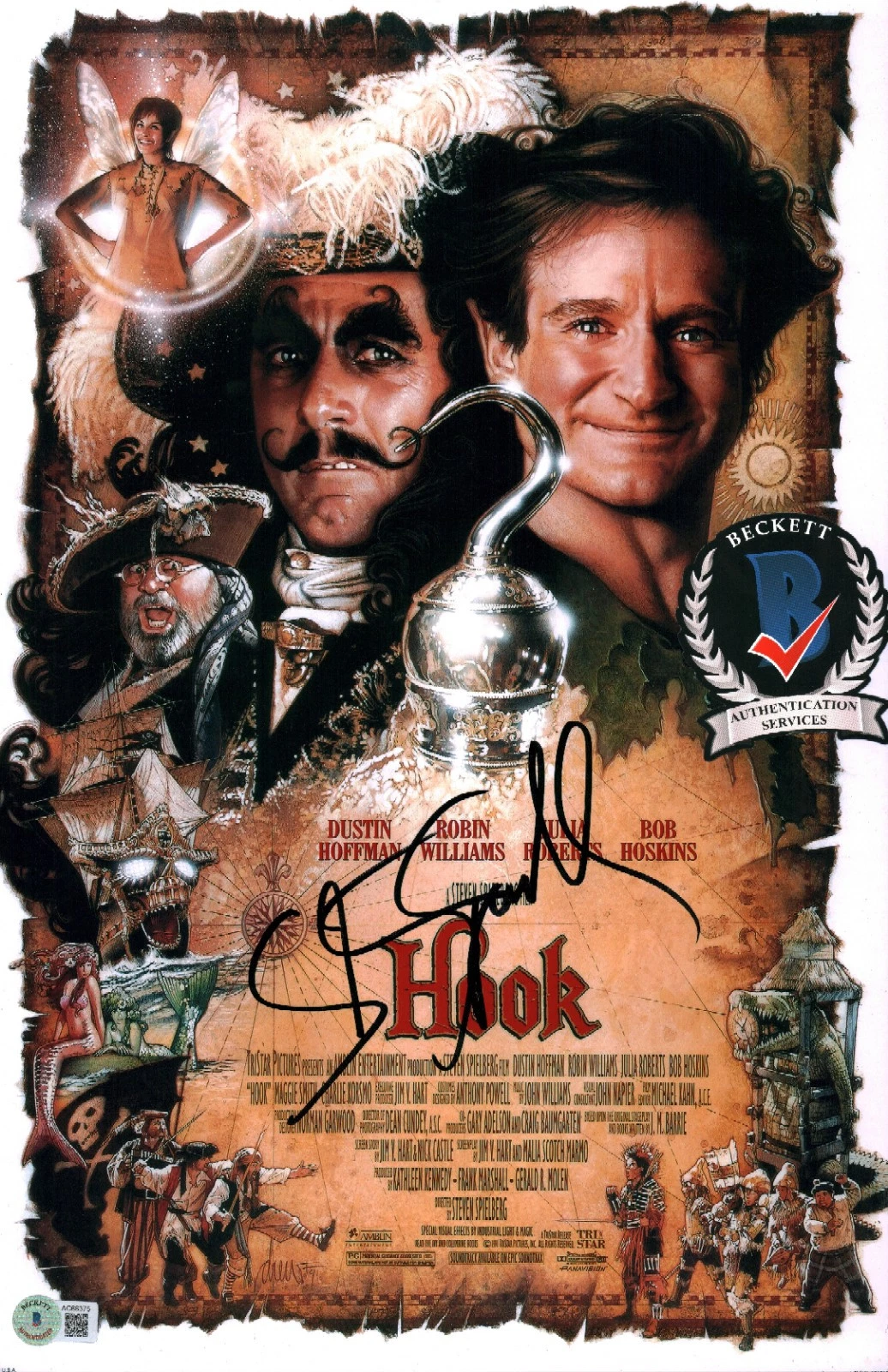 STEVEN SPIELBERG SIGNED HOOK LEGENDARY DIRECTOR 11X17 PHOTO BECKETT COA LOA COLLECTIBLE MEMORABILIA