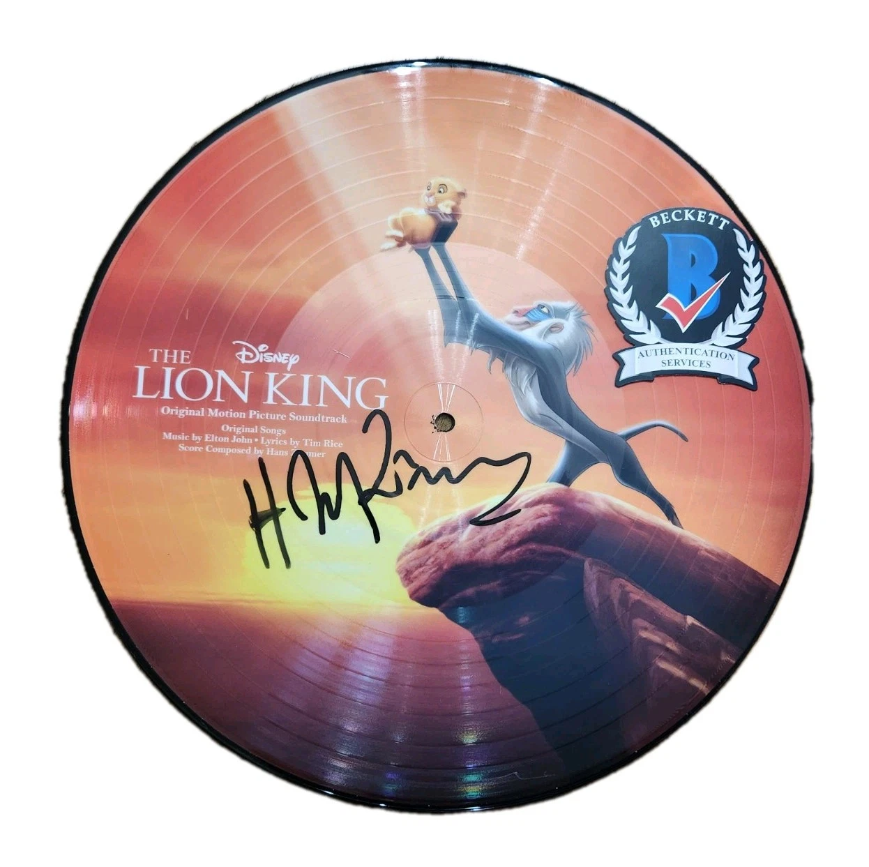 HANS ZIMMER SIGNED LION KING VINYL LP SOUNDTRACK DISNEY CLASSIC BECKETT BAS COA