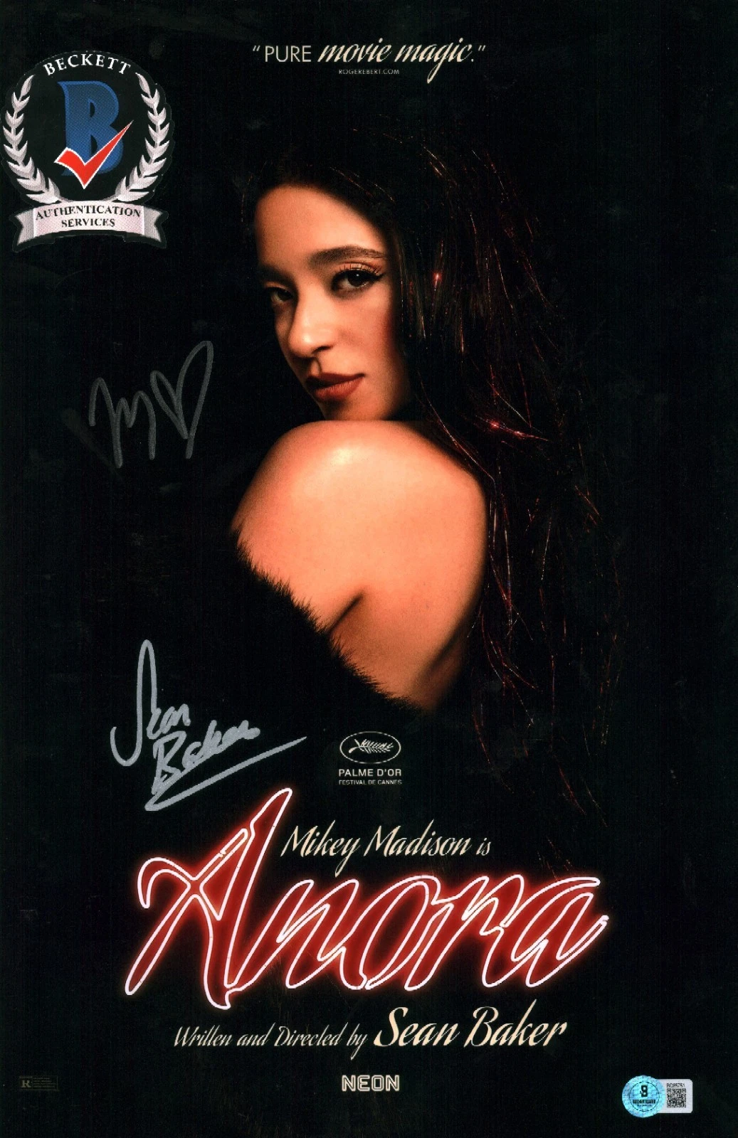 MIKEY MADISON SEAN BAKER SIGNED SEXY STAR DIRECTOR 11X17 PHOTO BECKETT BAS COA COLLECTIBLE MEMORABILIA