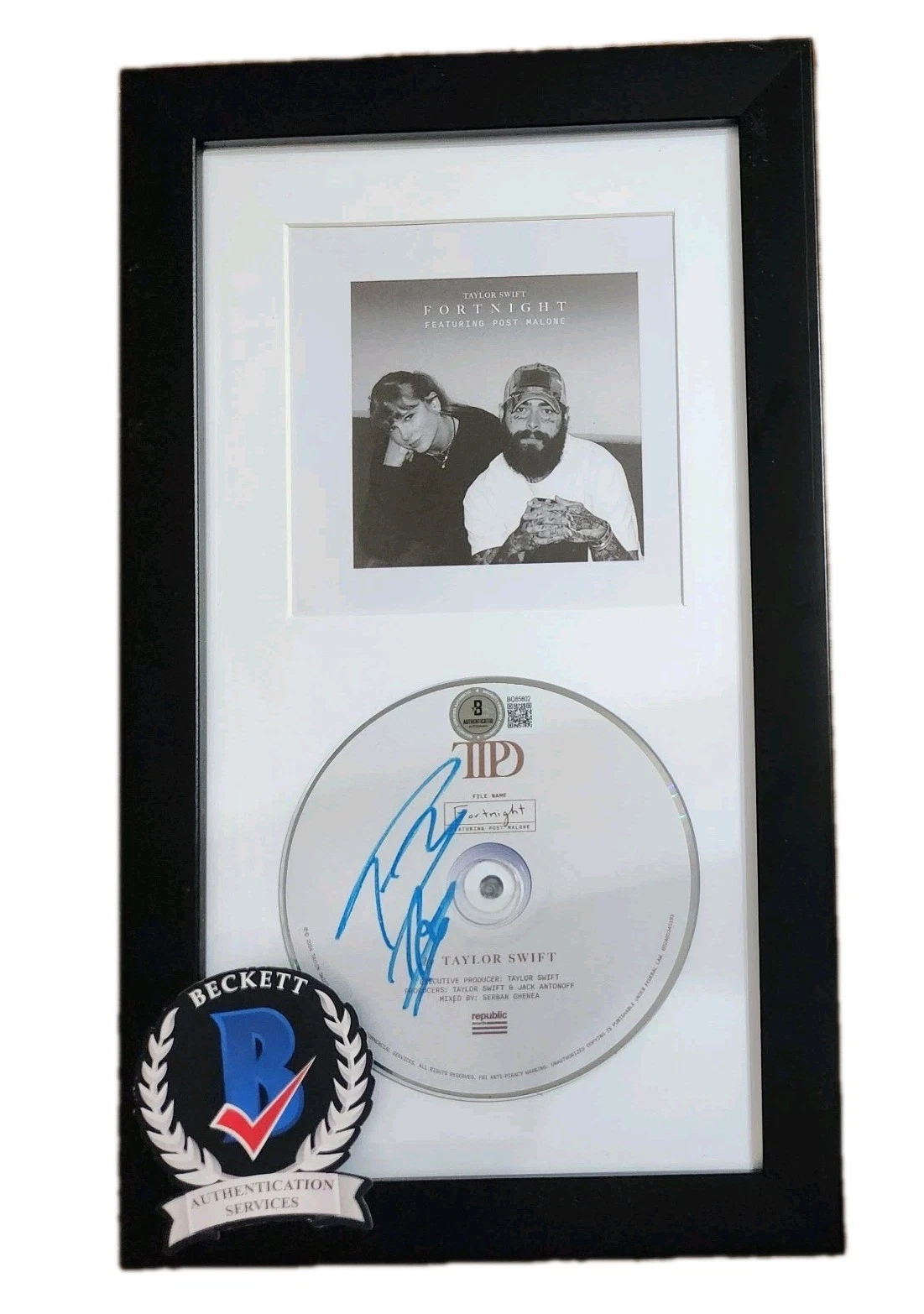 POST MALONE SIGNED FORTNITE CD TAYLOR SWIFT TTPD TORTURED POETS BECKETT BAS COA