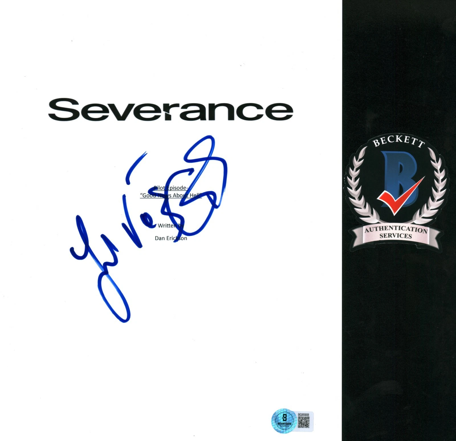 Yul Vazquez Signed Severance Petey Full Pilot Script Beckett COA BAS