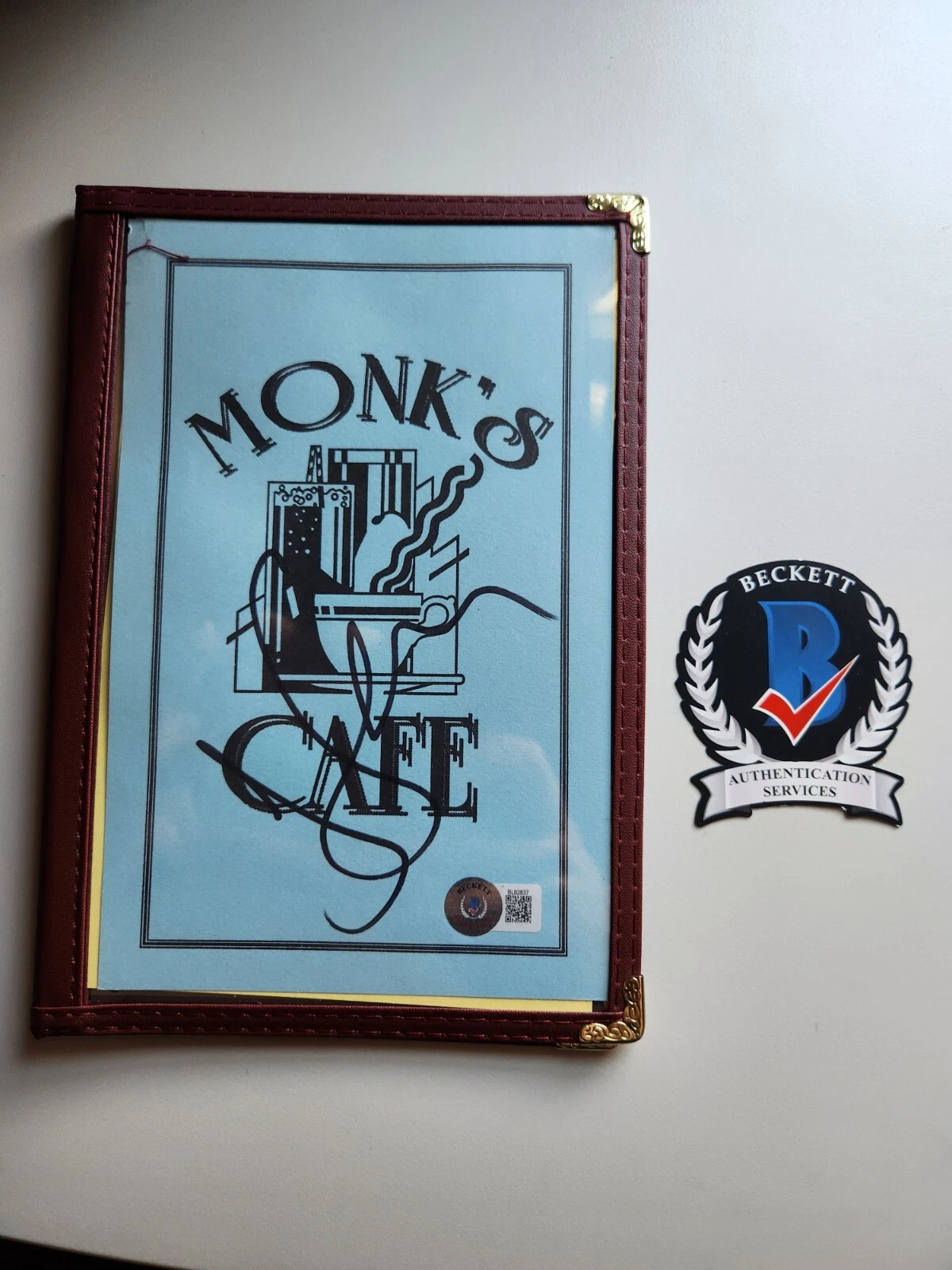 JERRY SEINFELD SIGNED MENU MONKS DINER PROP BECKETT BAS COA