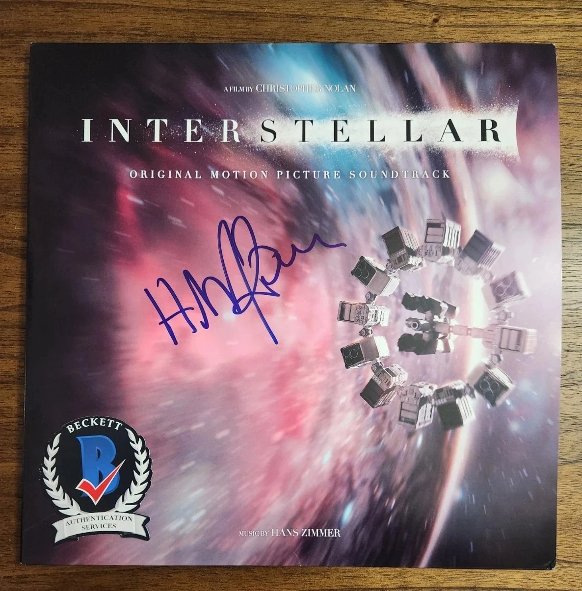 COMPOSER HANS ZIMMER SIGNED INTERSTELLAR VINYL SOUNDTRACK NOLAN FILM BAS COA