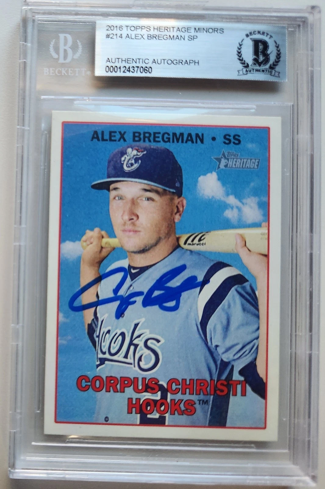 Alex Bregman SIGNED Topps Heritage Minors SL Trading Card Slab Astros COA BAS