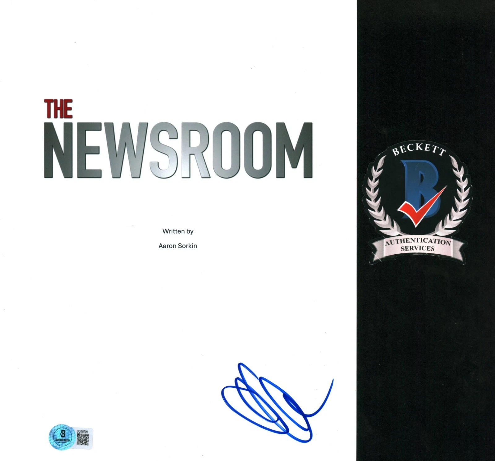 Olivia Munn Signed The Newsroom Full Pilot Script Aaron Sorkin Show Beckett COA