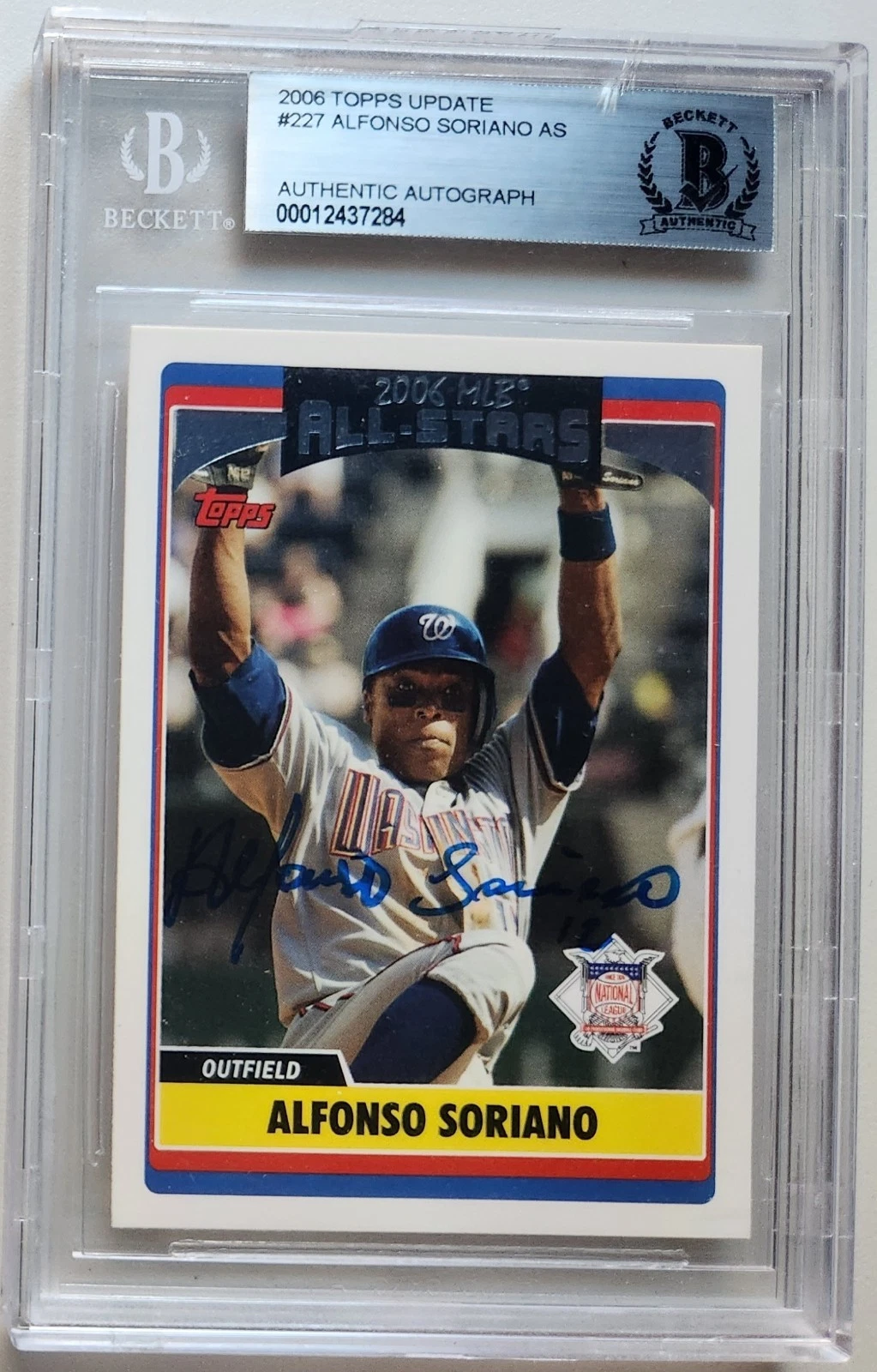 ALFONSO SORIANO SIGNED TOPPS UPDATE 2006 AS AUTOGRAPH CARD BECKETT SLAB #227