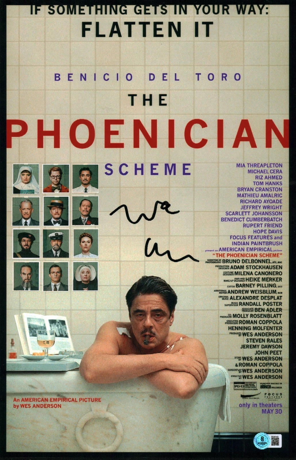 WES ANDERSON SIGNED AUTOGRAPH THE PHOENICIAN SCHEME DIRECTOR 11×17 PHOTO BAS COA COLLECTIBLE MEMORABILIA