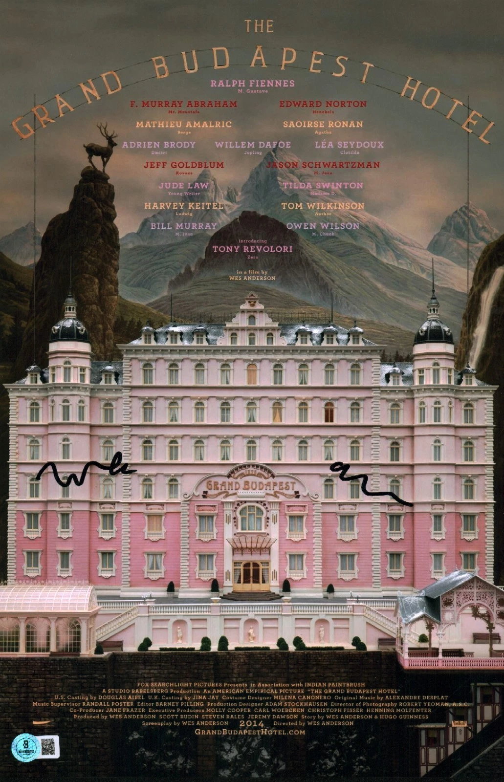 WES ANDERSON SIGNED GRAND BUDAPEST HOTEL DIRECTOR AUTOGRAPH 11×17 PHOTO BAS COA COLLECTIBLE MEMORABILIA
