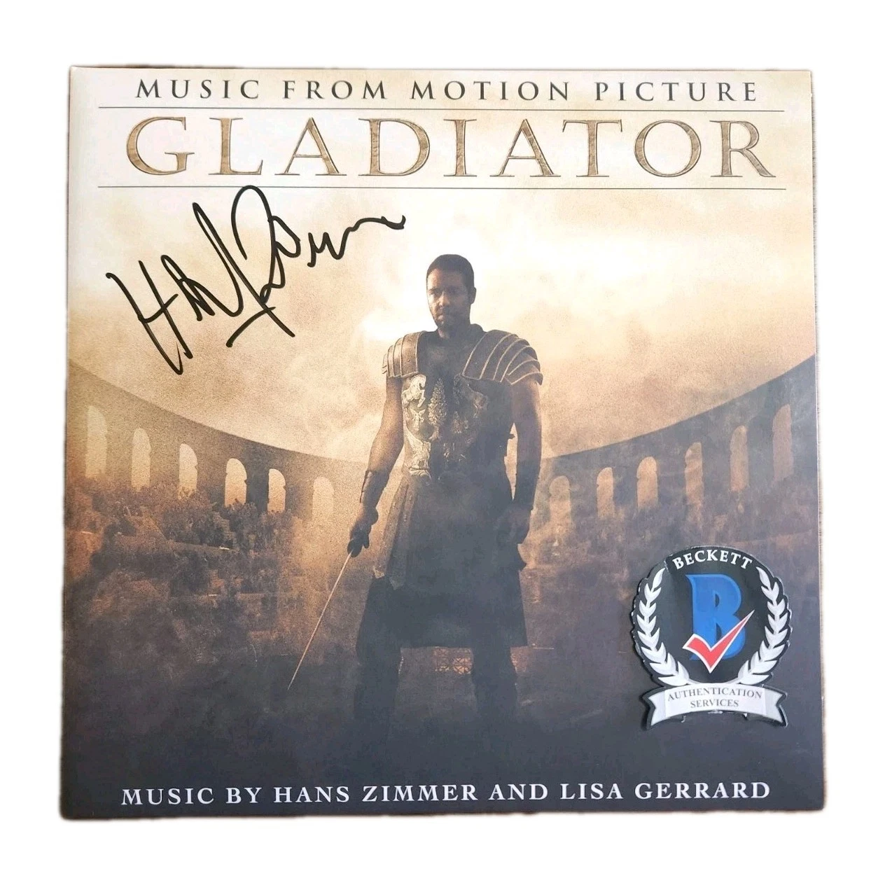 COMPOSER HANS ZIMMER SIGNED GLADIATOR VINYL SOUNDTRACK SCOTT FILM BAS COA