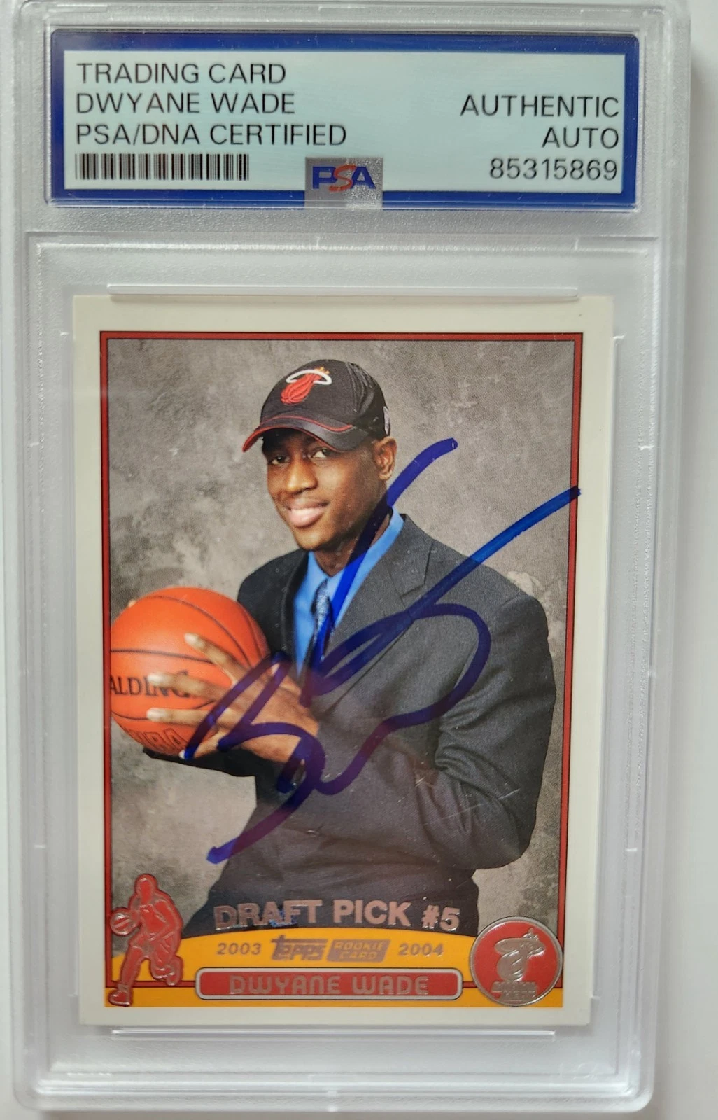 DWAYNE WADE SIGNED ROOKIE CARD TOPPS HOF NBA CHAMP SLAB PSA DNA