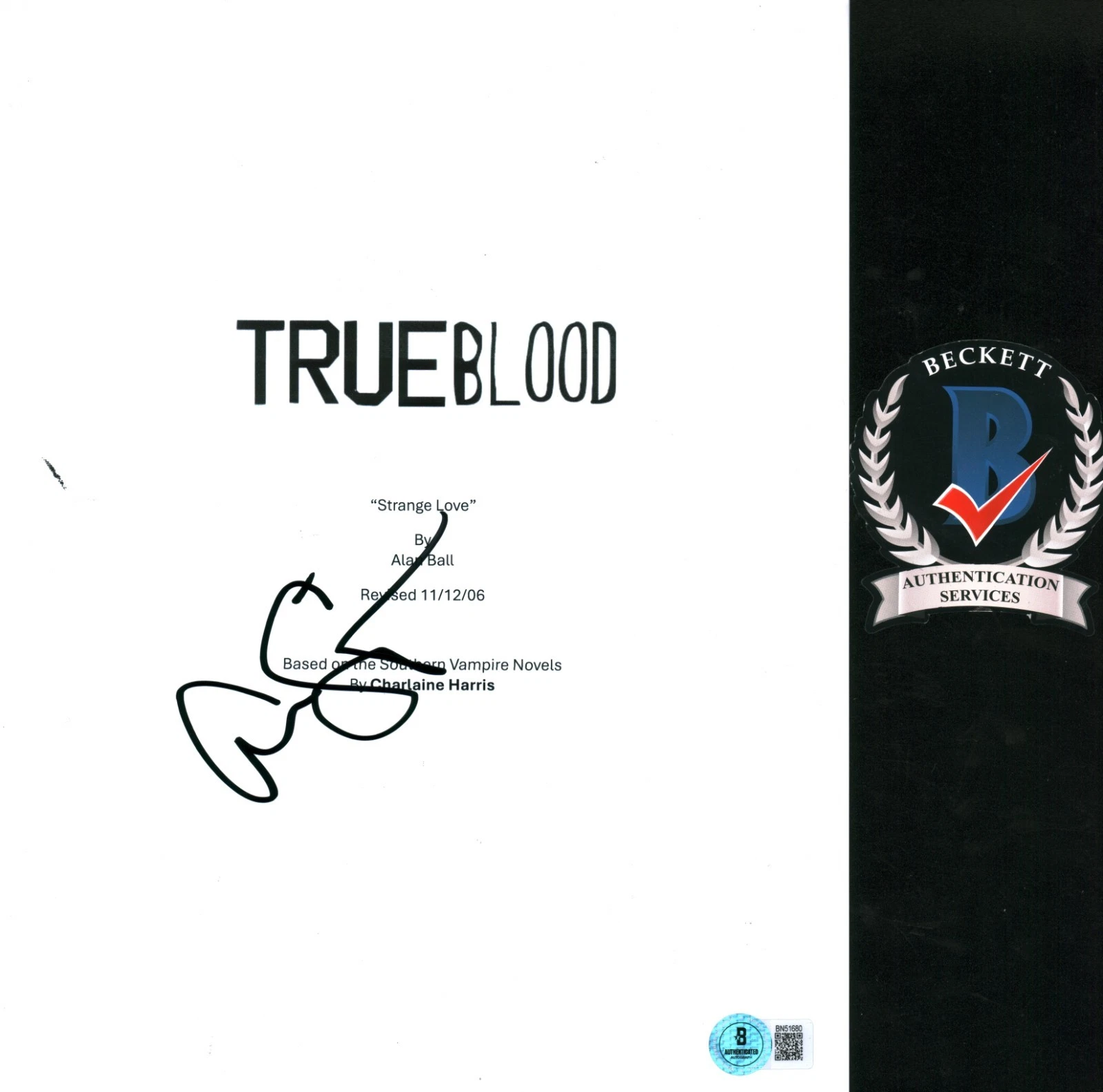 Alexander Skarsgard Signed True Blood Full Pilot Script Eric Northman COA BAS