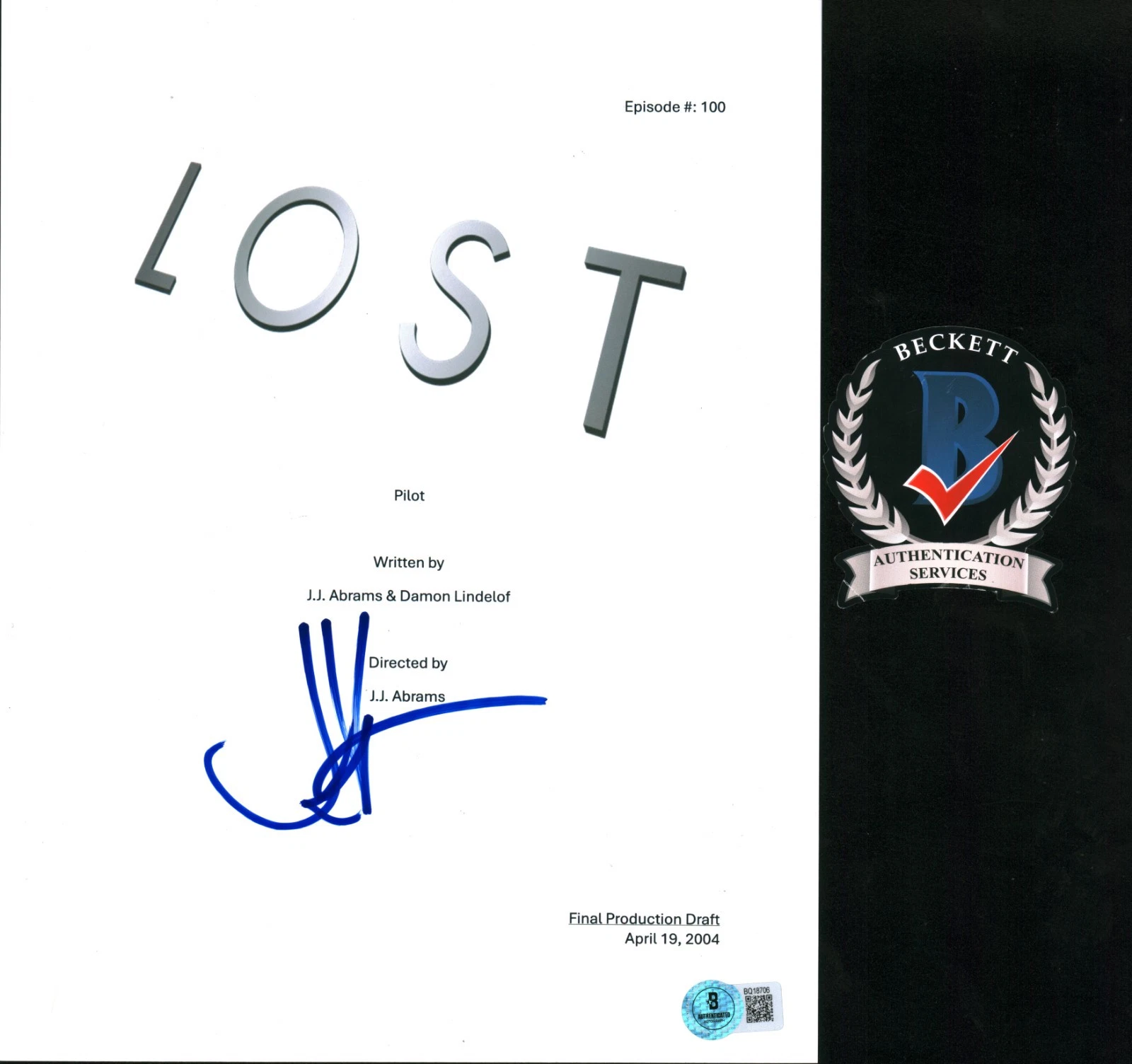 JJ ABRAMS SIGNED LOST PILOT TV SCRIPT VISIONARY DIRECTOR FULL BECKETT BAS COA
