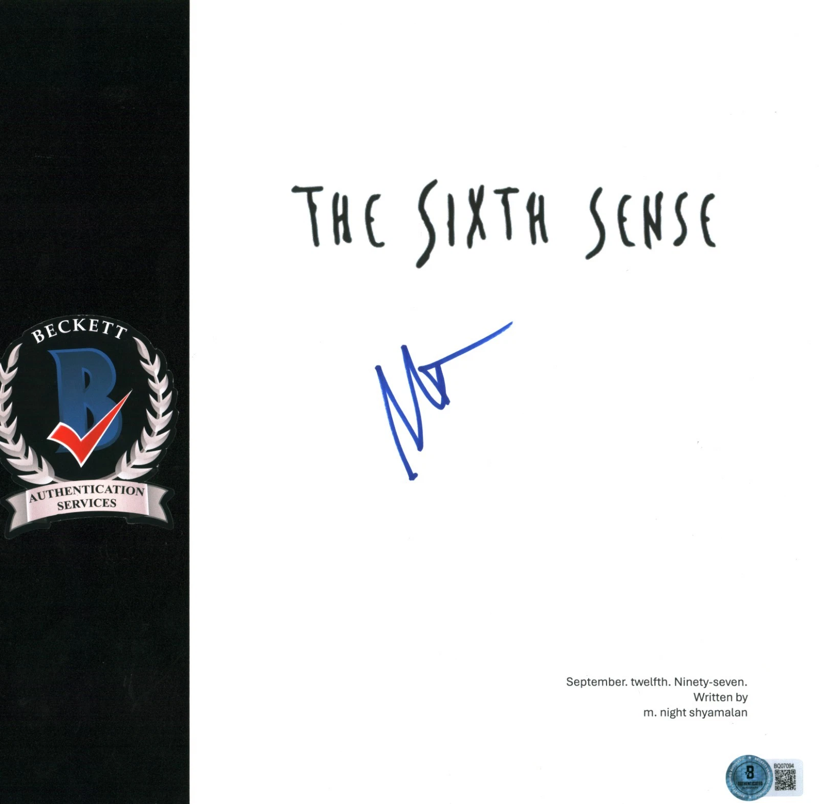 Haley Joel Osment Signed The Sixth Sense Full Movie Script Screenplay BAS COA