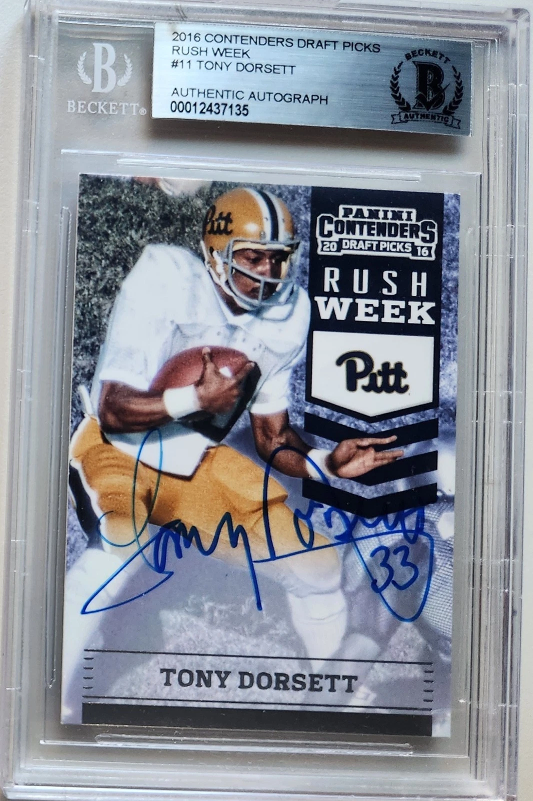 Tony Dorsett Signed Autographed 2016 Panini Contenders Rush Week Beckett Slab