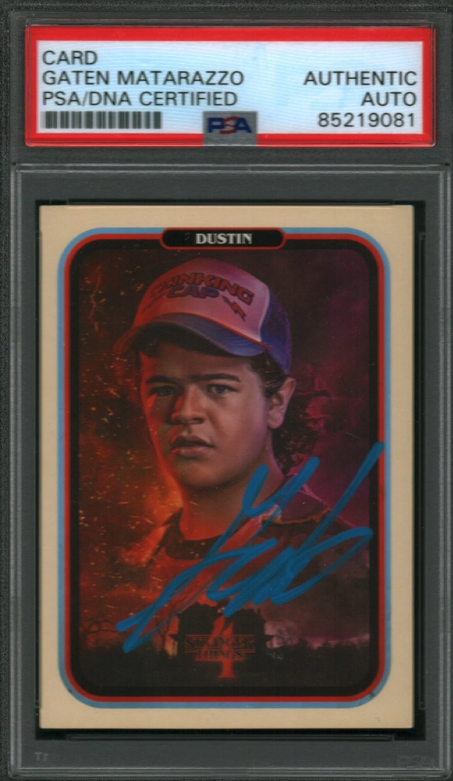 GATEN MATARAZZO SIGNED DUSTIN STRANGER THINGS TRADING CARD PSA ZEROCOOL SEASON 4
