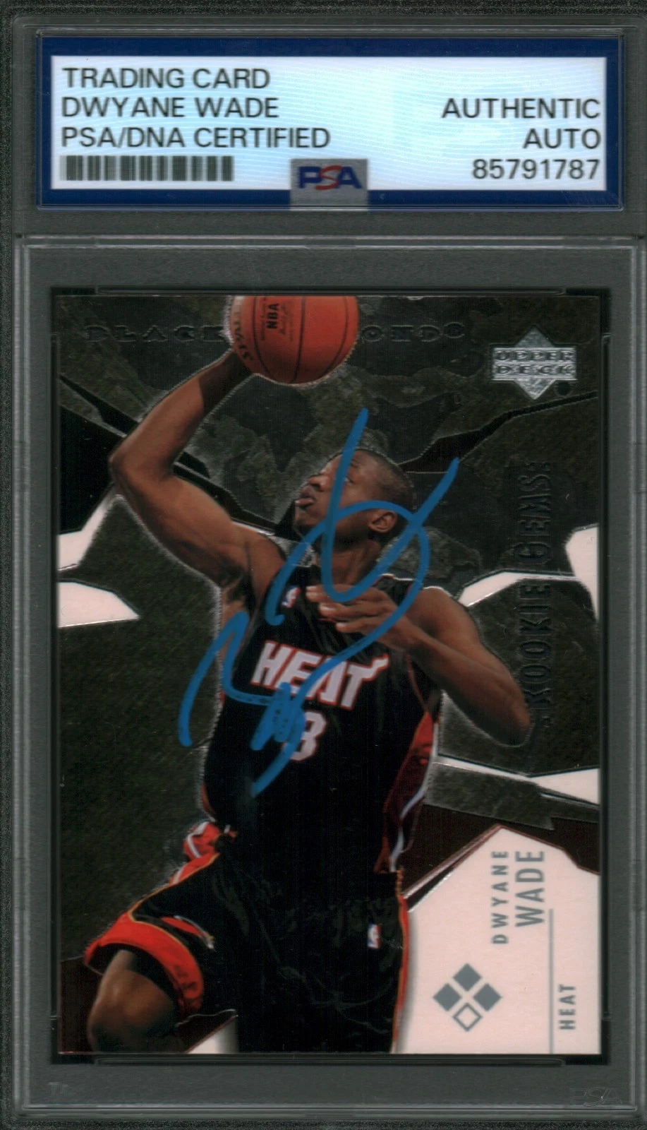 Dwayne Wade Signed Autographed Upper Deck Black Diamond Rookie Gems PSA Slab