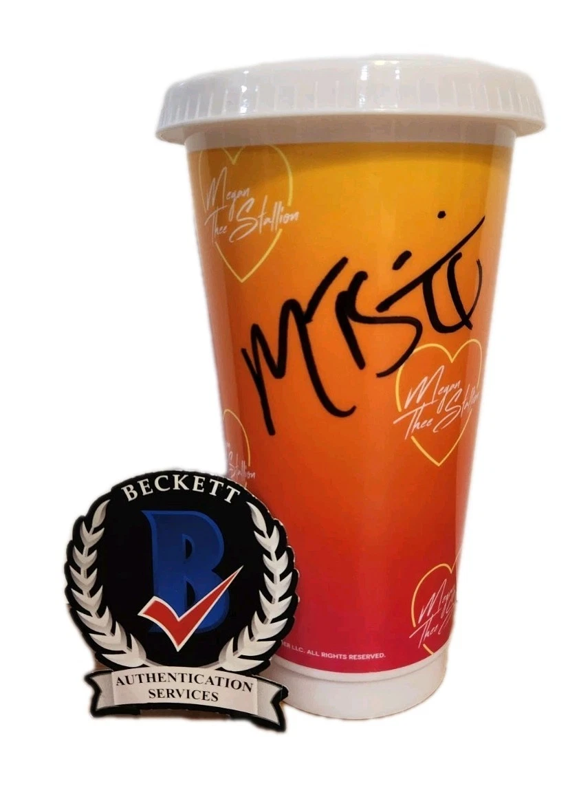 Meg The Stallion Signed Hot Girls Run On Dunkin Cup Beautiful Rapper BAS COA