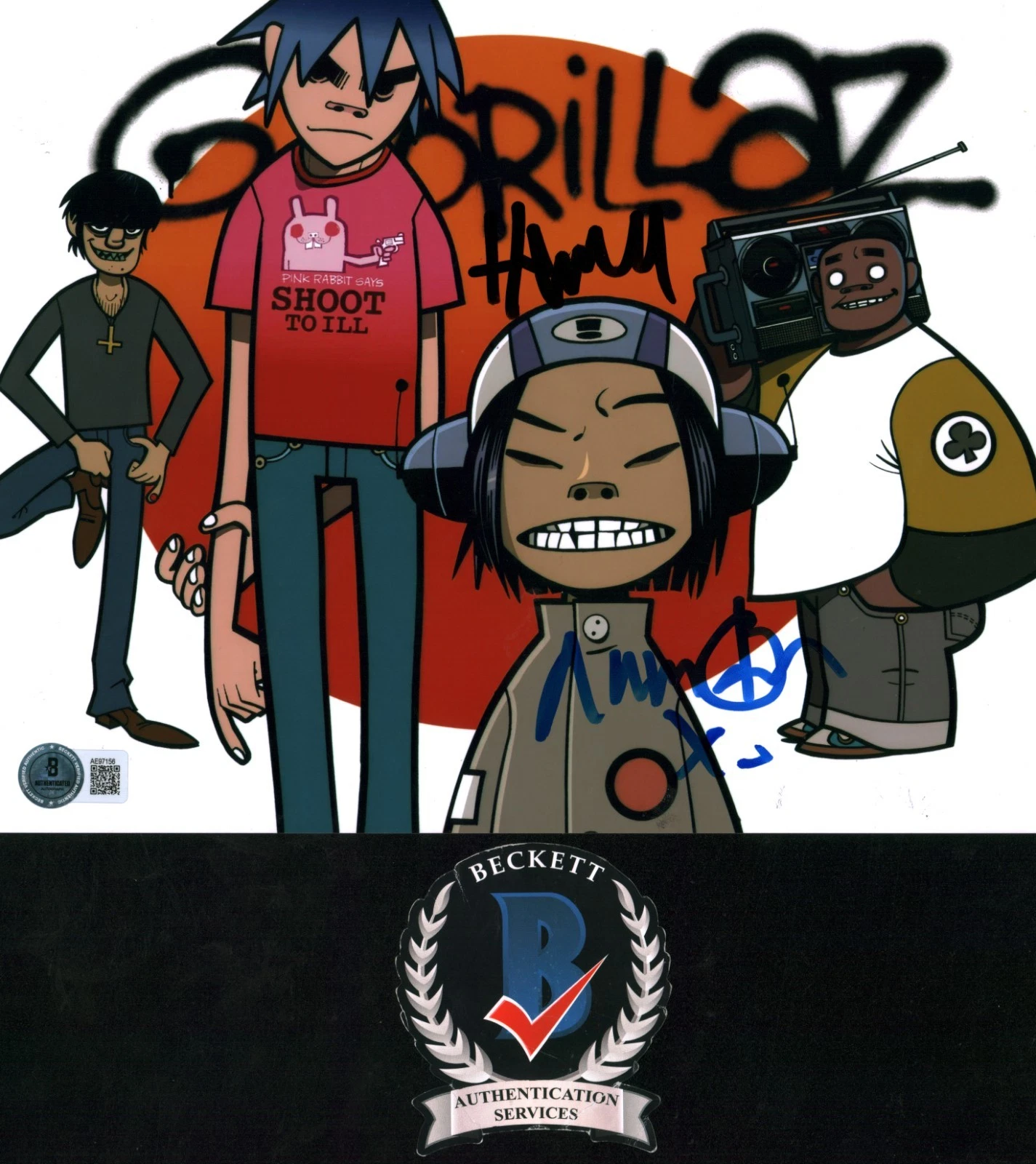 Jamie Hewlett Damon Albarn Signed Autographed The Gorillaz Artist Singer BAS COA