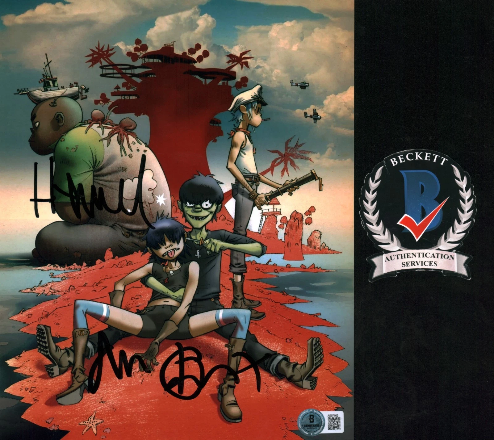 Jamie Hewlett Damon Albarn Signed Autographed The Gorillaz Artist Singer BAS COA
