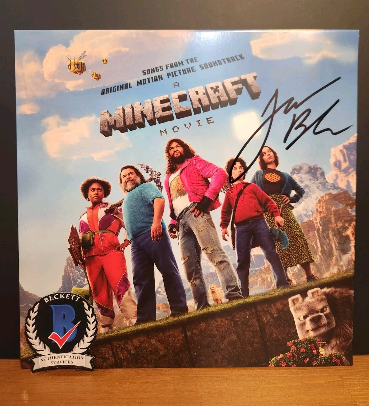JACK BLACK SIGNED MINECRAFT MOVIE VINYL SOUNDTRACK STEVES LAVA CHICKEN BAS COA COLLECTIBLE MEMORABILIA