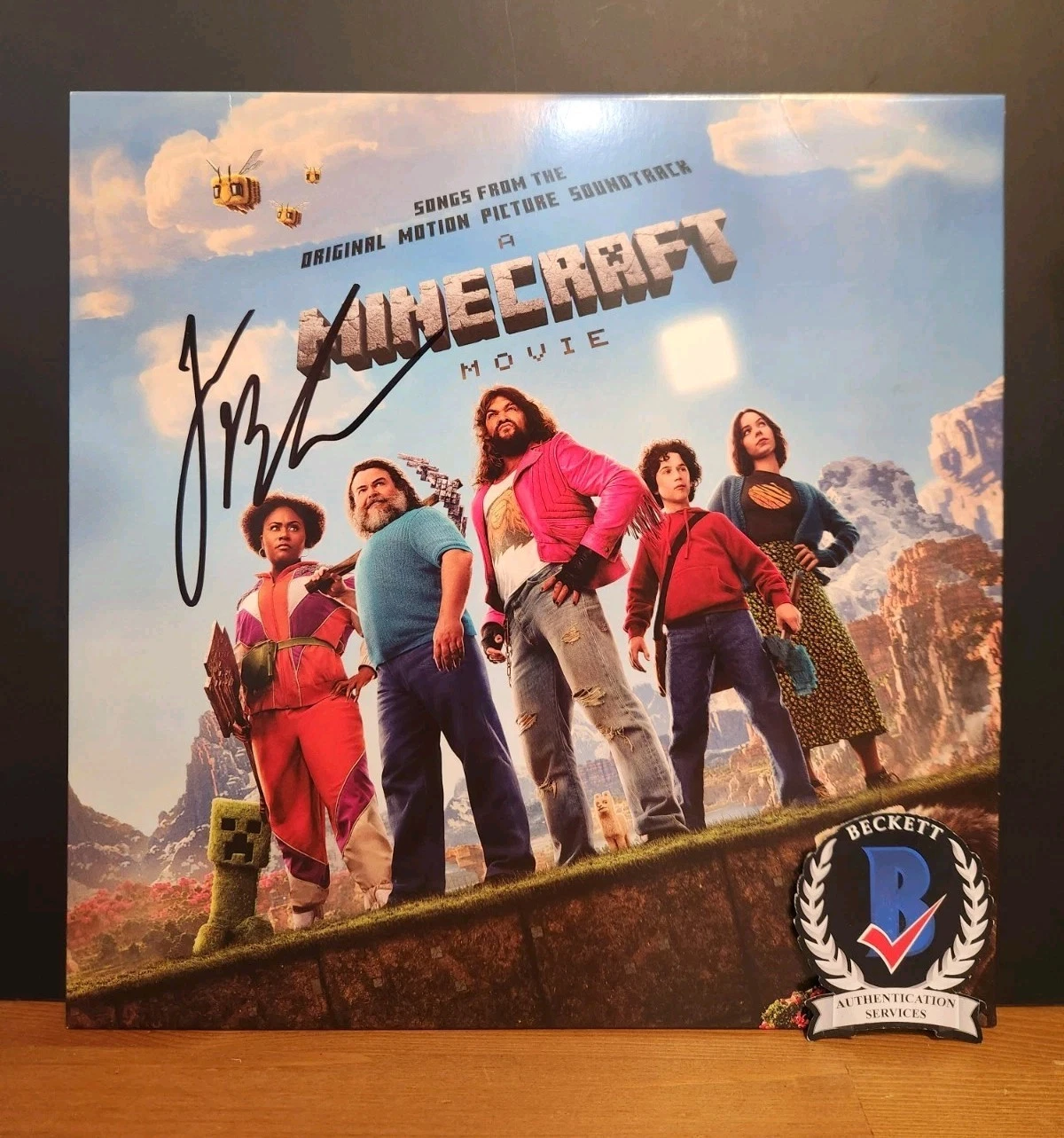JACK BLACK SIGNED MINECRAFT MOVIE VINYL SOUNDTRACK STEVES LAVA CHICKEN BAS COA COLLECTIBLE MEMORABILIA