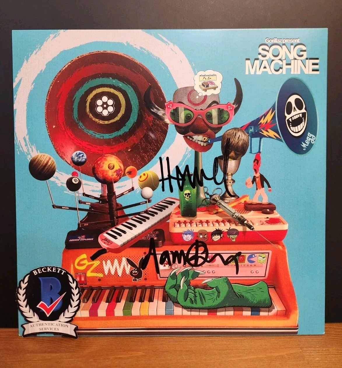 Jamie Hewlett Damon Albarn Signed The Gorillaz Song Machine Vinyl LP BAS COA