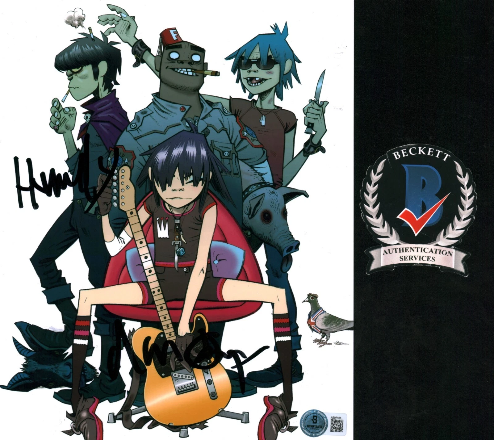 Jamie Hewlett Damon Albarn Signed Autographed The Gorillaz Artist Singer BAS COA