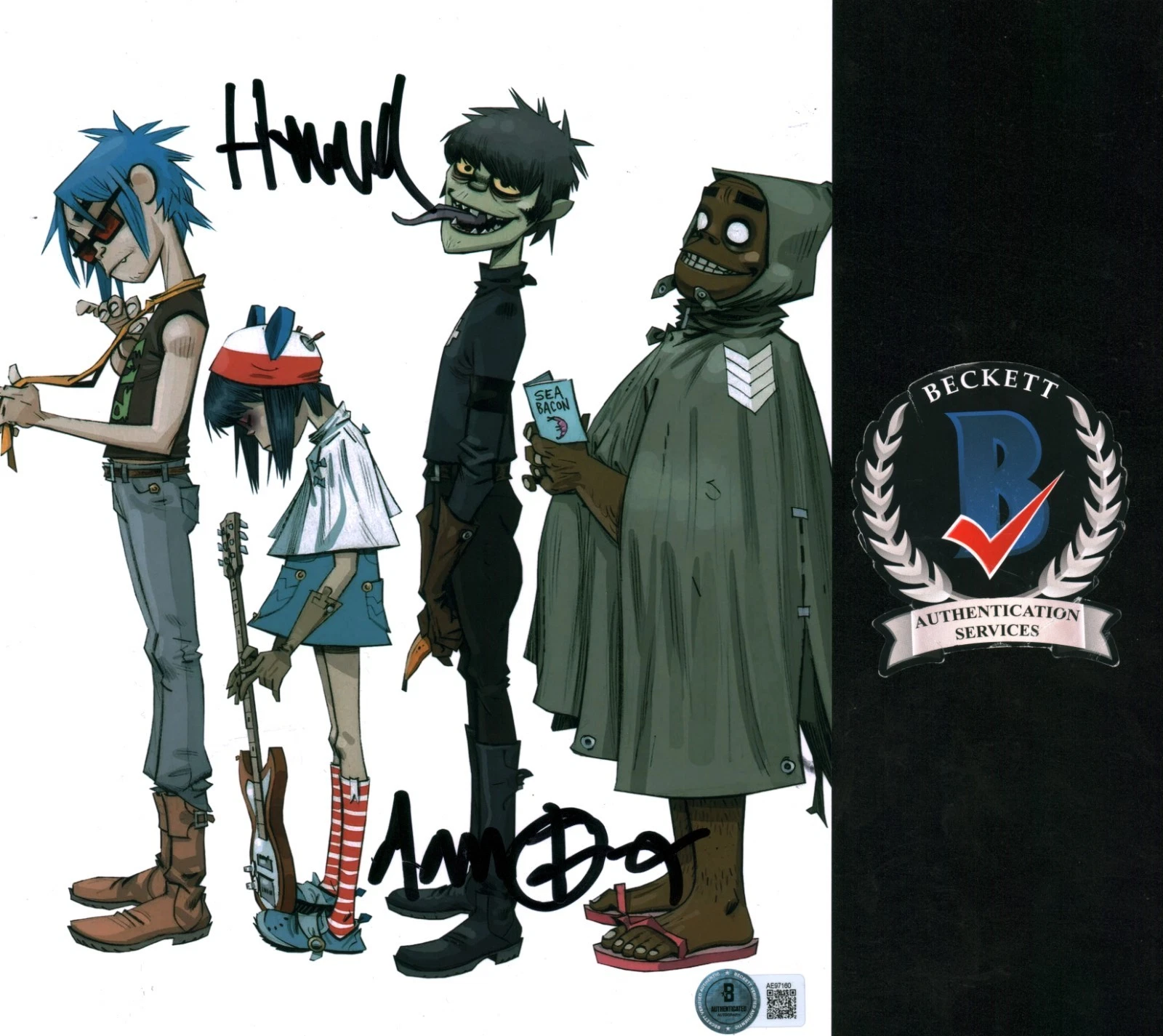 Jamie Hewlett Damon Albarn Signed Autographed The Gorillaz Artist Singer BAS COA