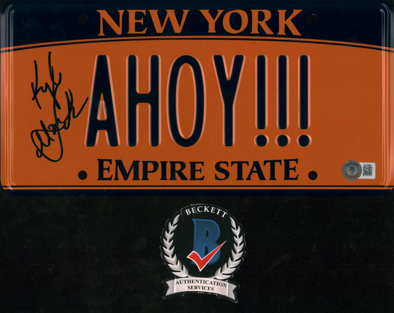 KYLE MACLACHLAN SIGNED HOW I MET YOUR MOTHER AHOY LICENSE PLATE BECKETT BAS COA