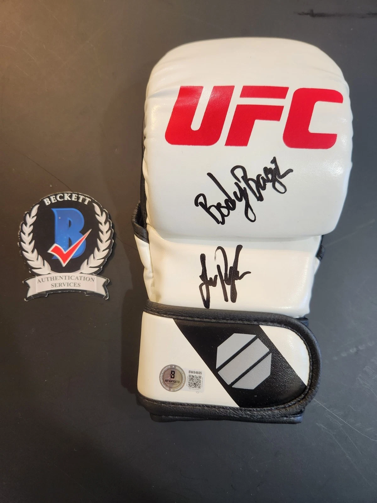 Joe Pyfer Signed UFC Glove White Inscribed Bodybagz BAS COA Authenticated