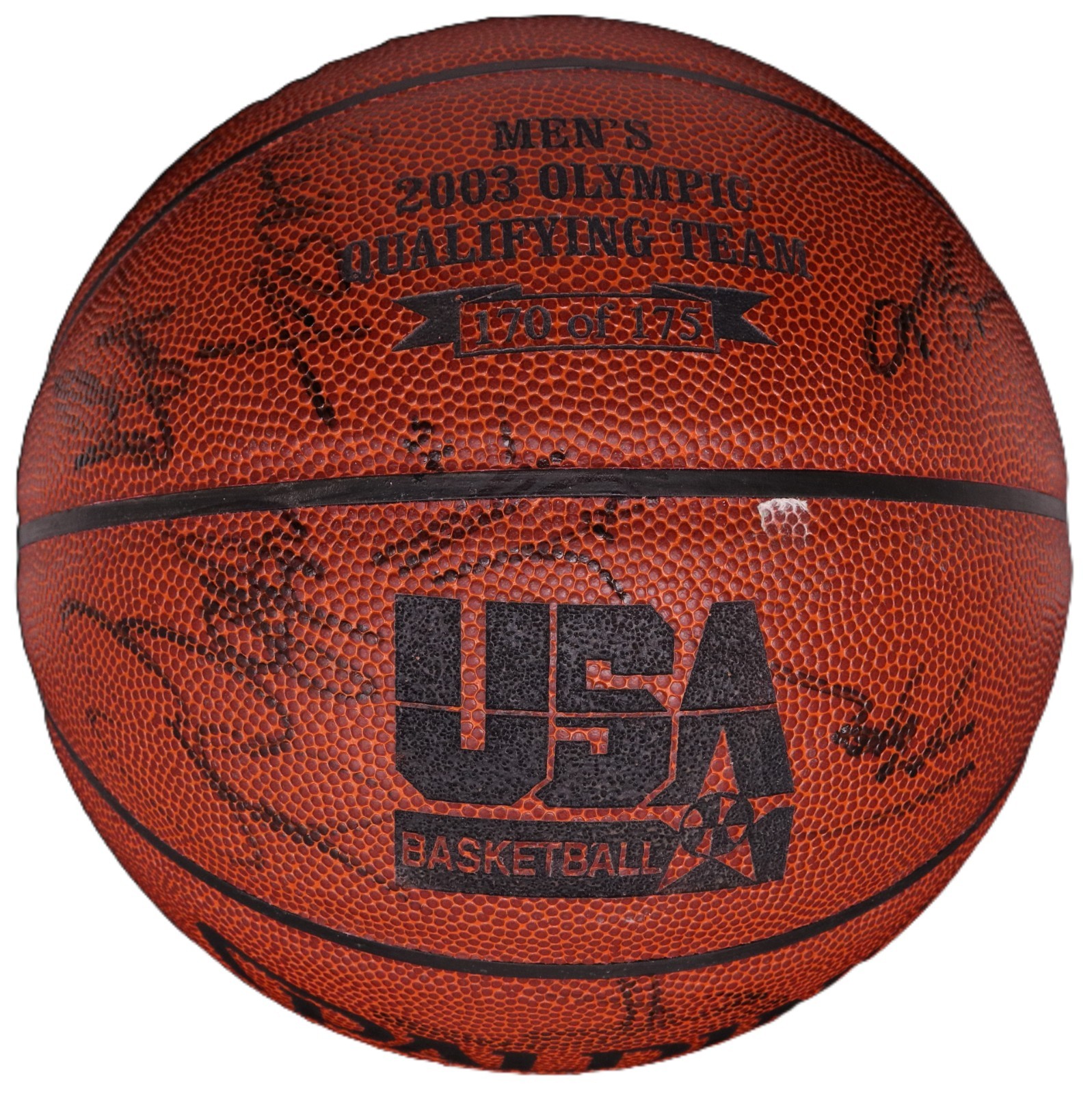 2003 USA Mens Basketball Team Signed Basketball Duncan Iverson Malone PSA/DNA