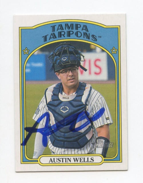 AUSTIN WELLS SIGNED AUTOGRAPHED 2021 TOPPS HERITAGE MINORS CARD AUTO