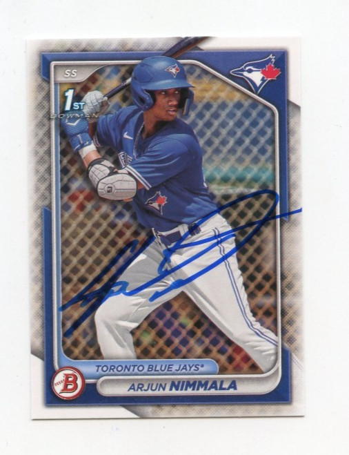 ARJUN NIMMALA SIGNED AUTOGRAPHED 2024 BOWMAN BASEBALL CARD AUTO