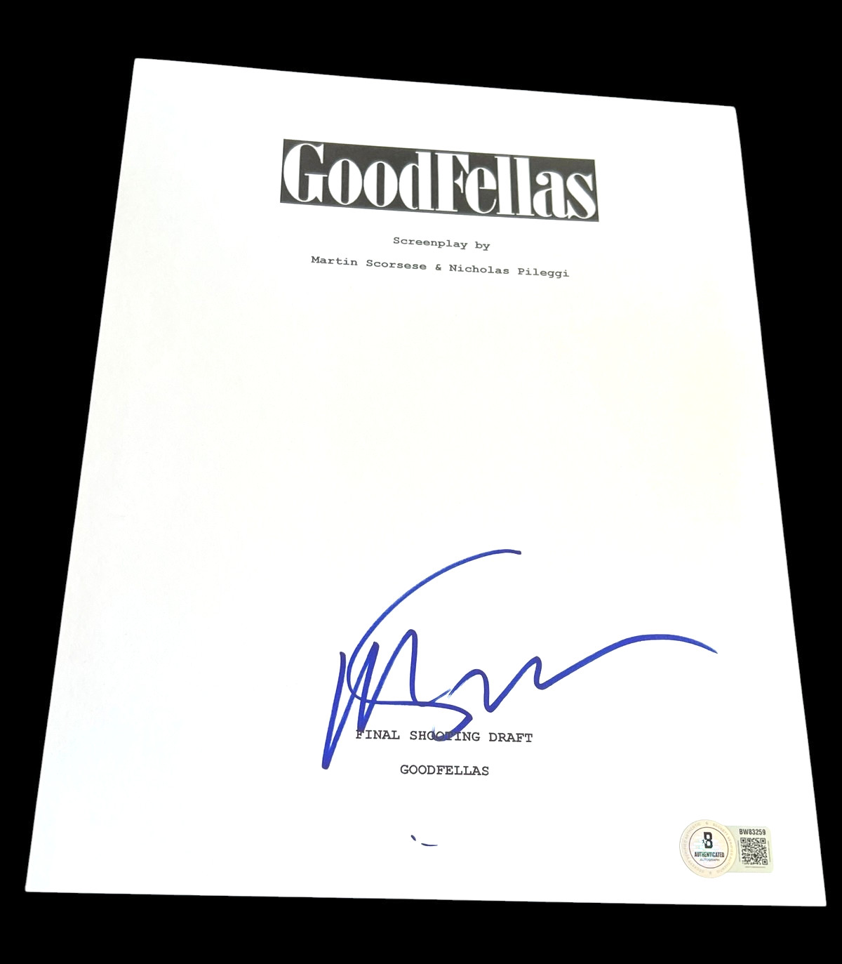 MARTIN SCORSESE SIGNED AUTOGRAPH MOVIE SCRIPT GOODFELLAS BECKETT BAS COA