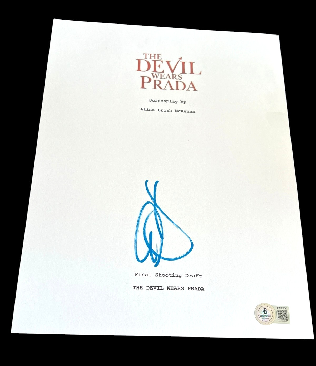 ANNE HATHAWAY SIGNED AUTOGRAPH MOVIE SCRIPT DEVIL WEARS PRADA BECKETT BAS PROOF