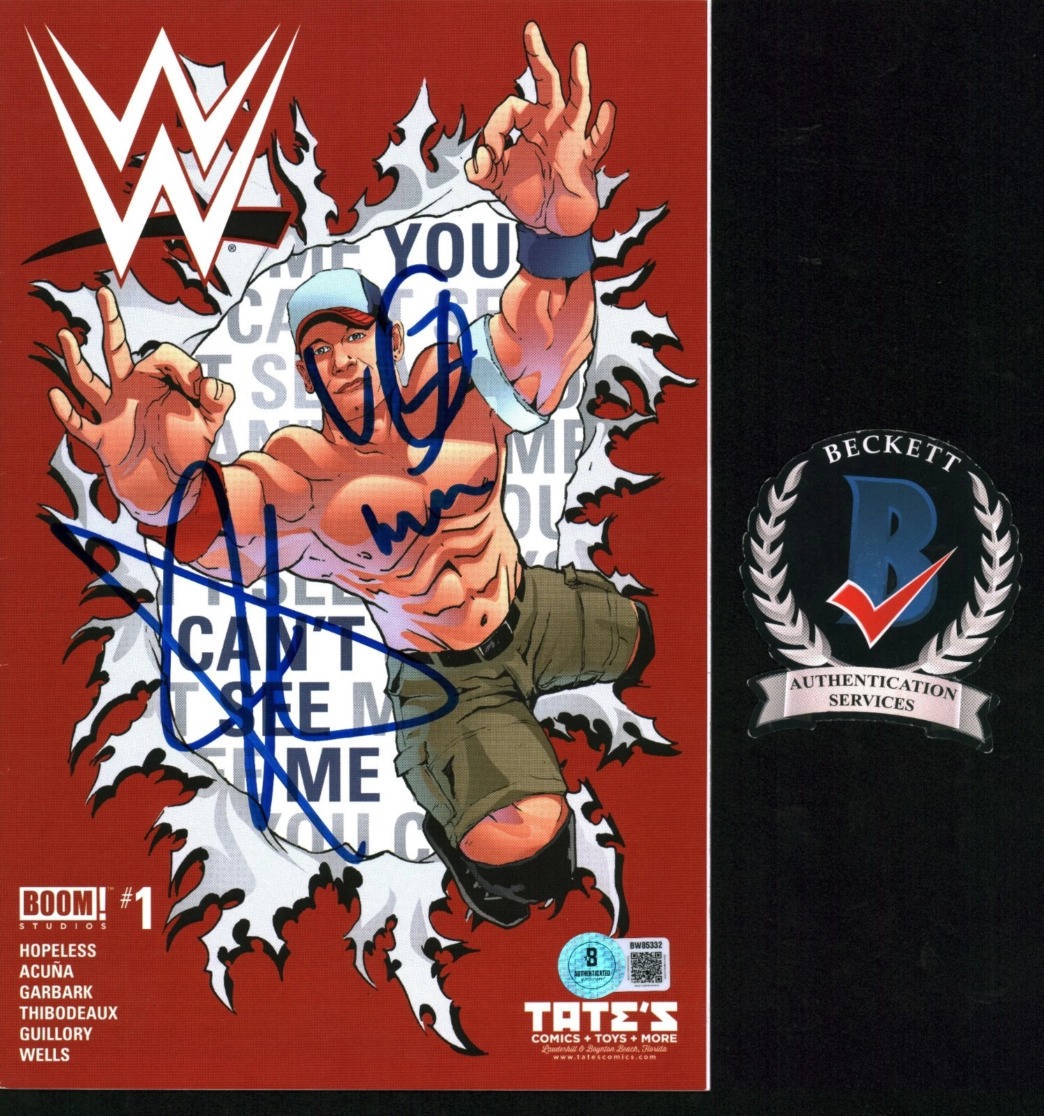 John Cena Signed Comic WWE Champion U Can't See Me Inscription BOOM BAS COA