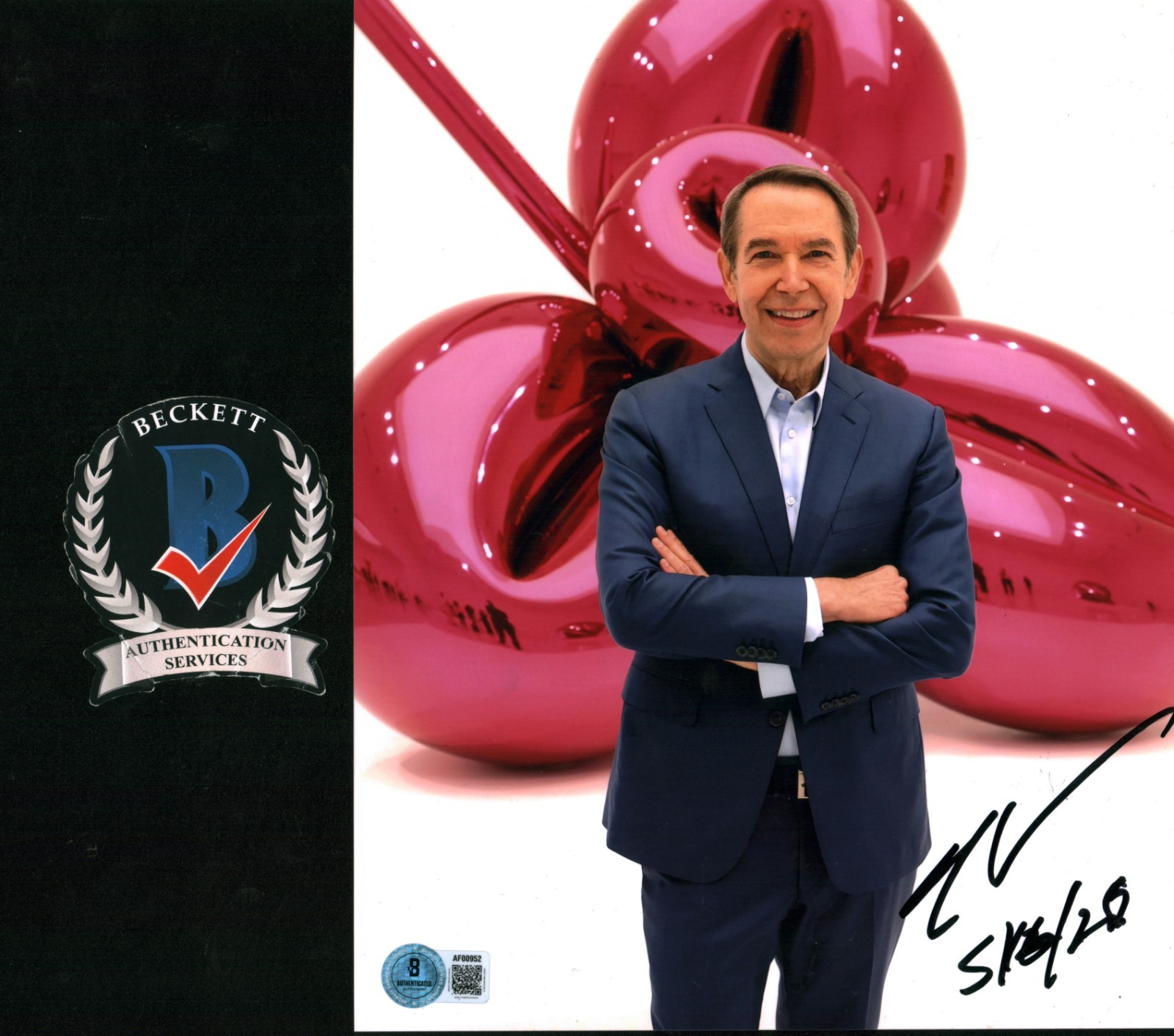 Jeff Koons Signed 8x10 Photo Iconic Balloon Animal Artist Balloon Dog w/ BAS COA