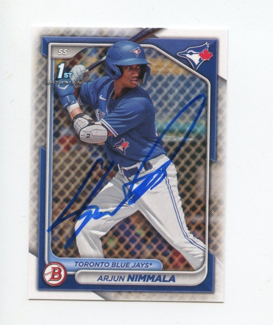 ARJUN NIMMALA SIGNED AUTOGRAPHED 2024 BOWMAN BASEBALL CARD AUTO