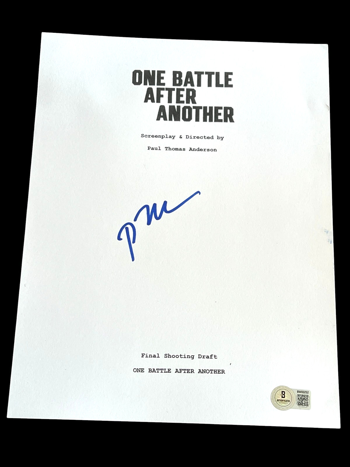 PAUL THOMAS ANDERSON SIGNED AUTOGRAPH SCRIPT ONE BATTLE AFTER ANOTHER BECKETT