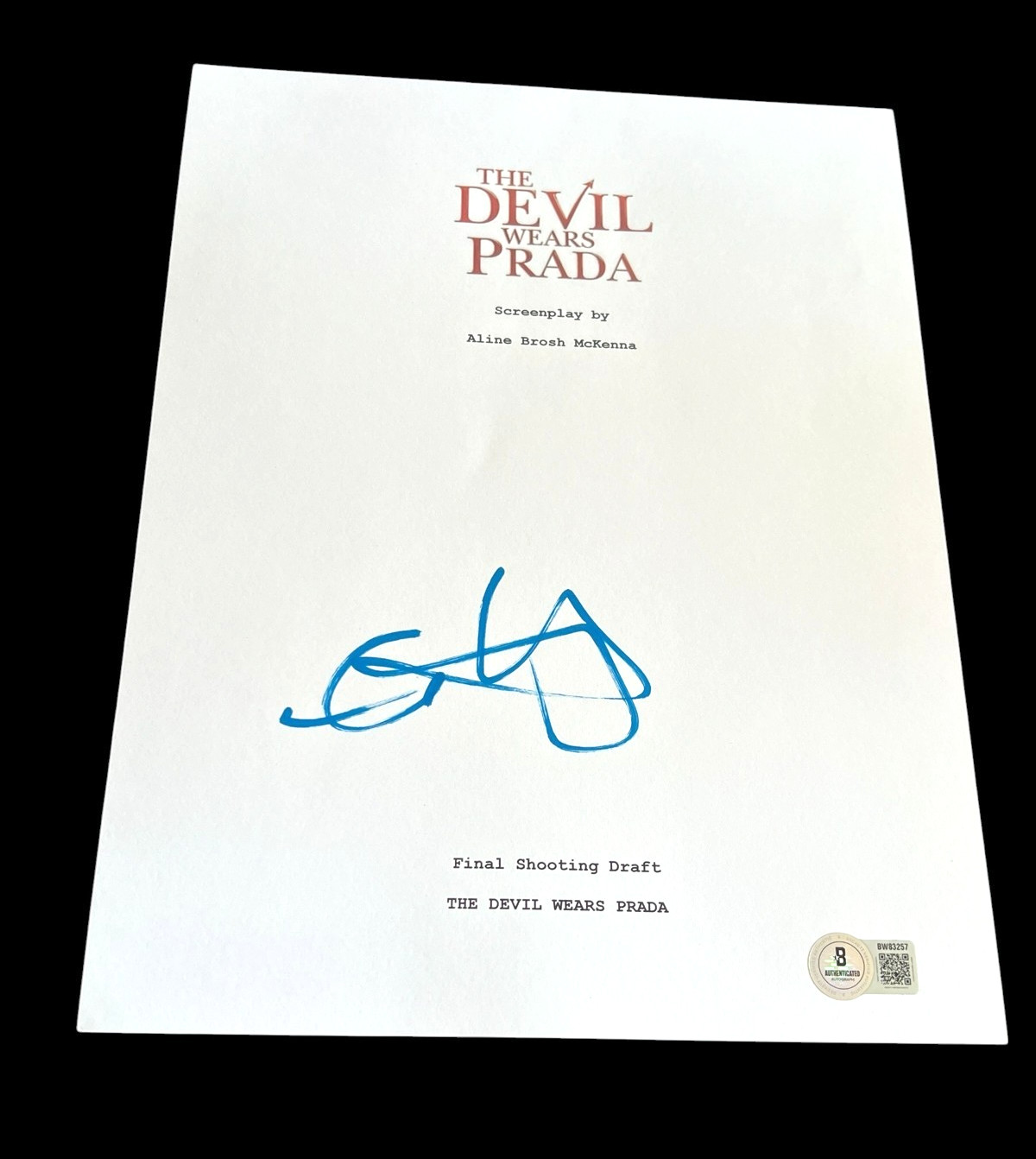 ANNE HATHAWAY SIGNED AUTOGRAPH MOVIE SCRIPT DEVIL WEARS PRADA BECKETT BAS PROOF