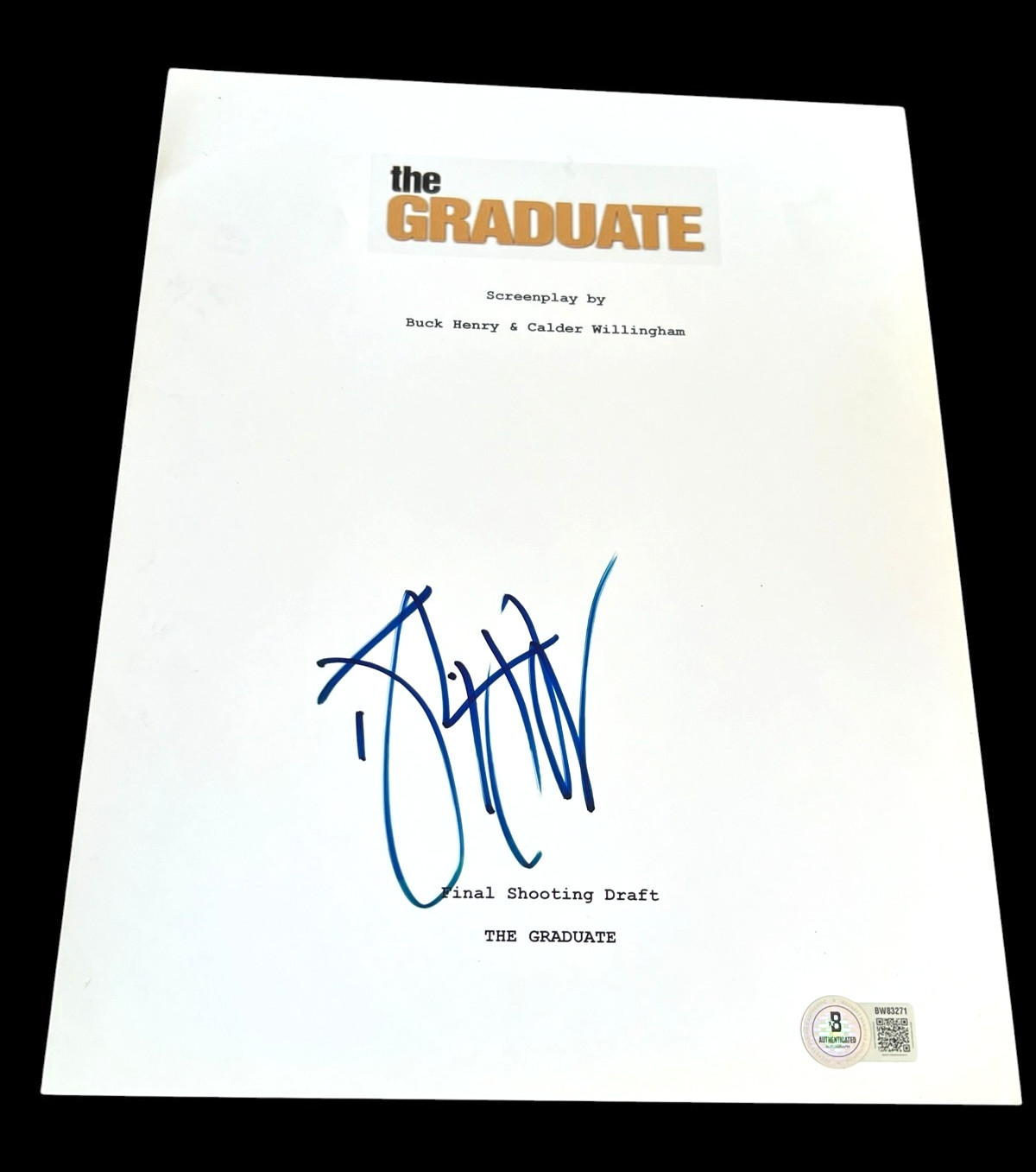 DUSTIN HOFFMAN SIGNED AUTOGRAPH MOVIE SCRIPT THE GRADUATE BECKETT BAS COA D