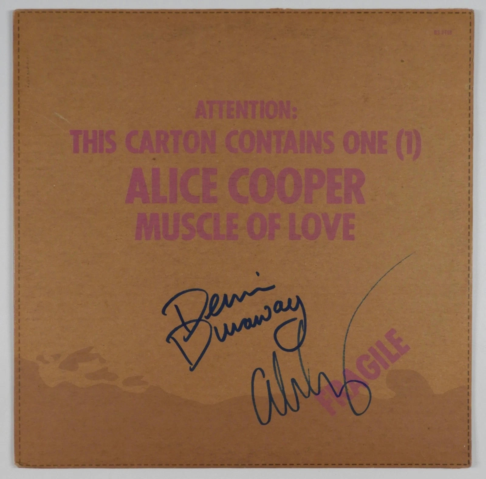Alice Cooper Dennis Dunnaway JSA Signed Autograph Album Record Vinyl Muscle Of