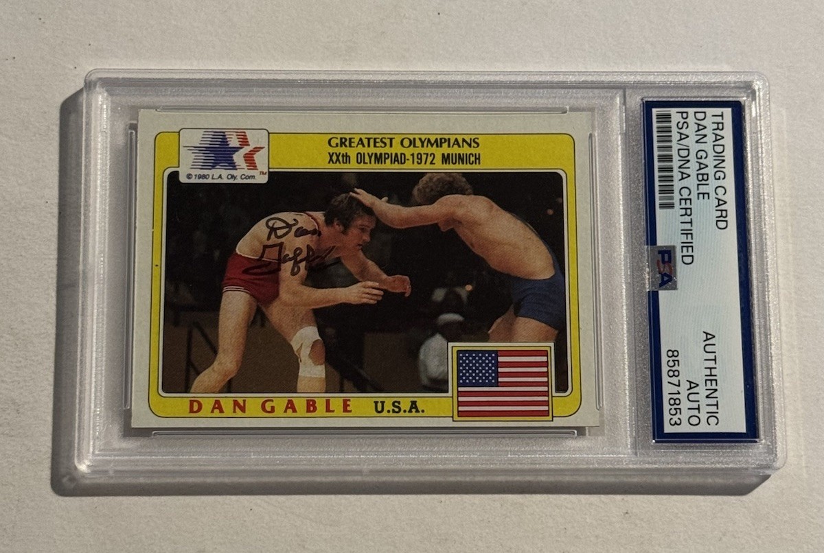 DAN GABLE SIGNED AUTO RC 1983 USA HISTORY'S GREATEST OLYMPIANS #5 PSA
