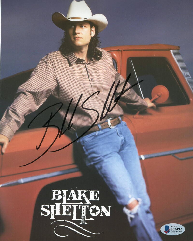 BLAKE SHELTON SIGNED AUTOGRAPH 8X10 PHOTO - RARE, EARLY IMAGE FULL GRAPH BECKETT