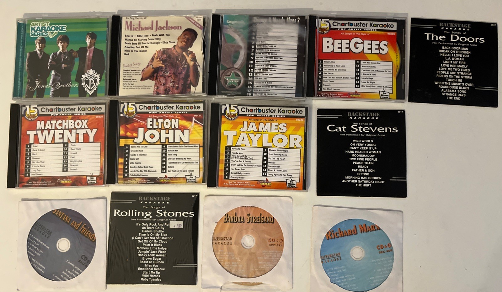 Lotta 13 Artist Specific Karaoke CD Lot Rolling Stones The Doors Michael Jackson