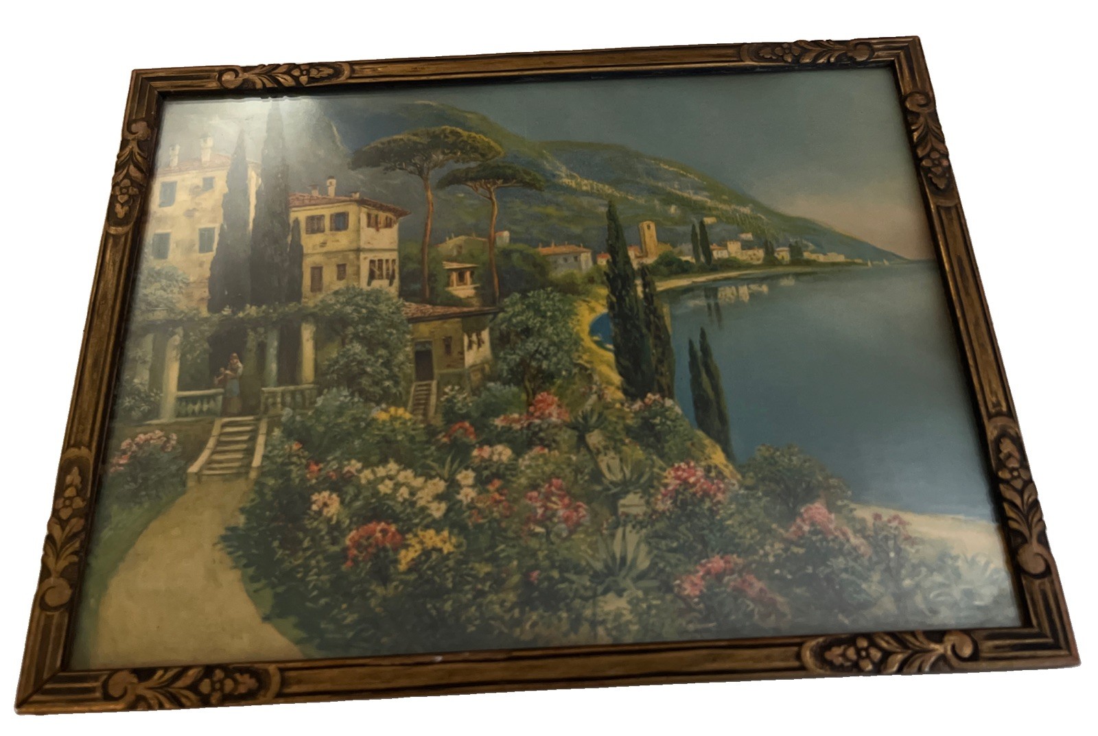 Vintage Riviera Scene 1930 Style 75 Lambert Nov. Mirror Works., Inc. Brooklyn NY