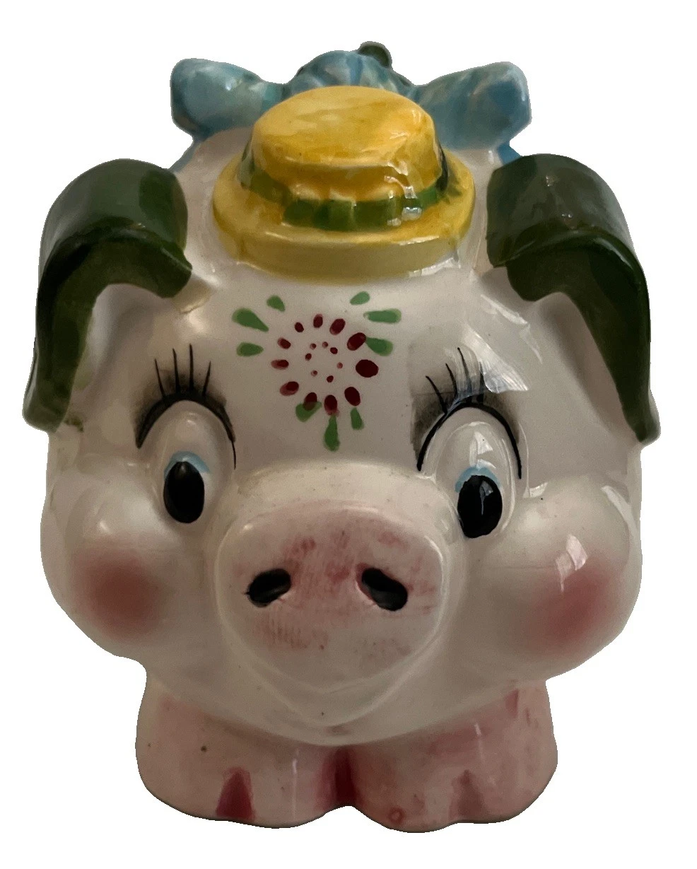 Vintage 1960 Anthropomorphic Kitschy Kitsch Panoramic Funny Piggy Bank B10