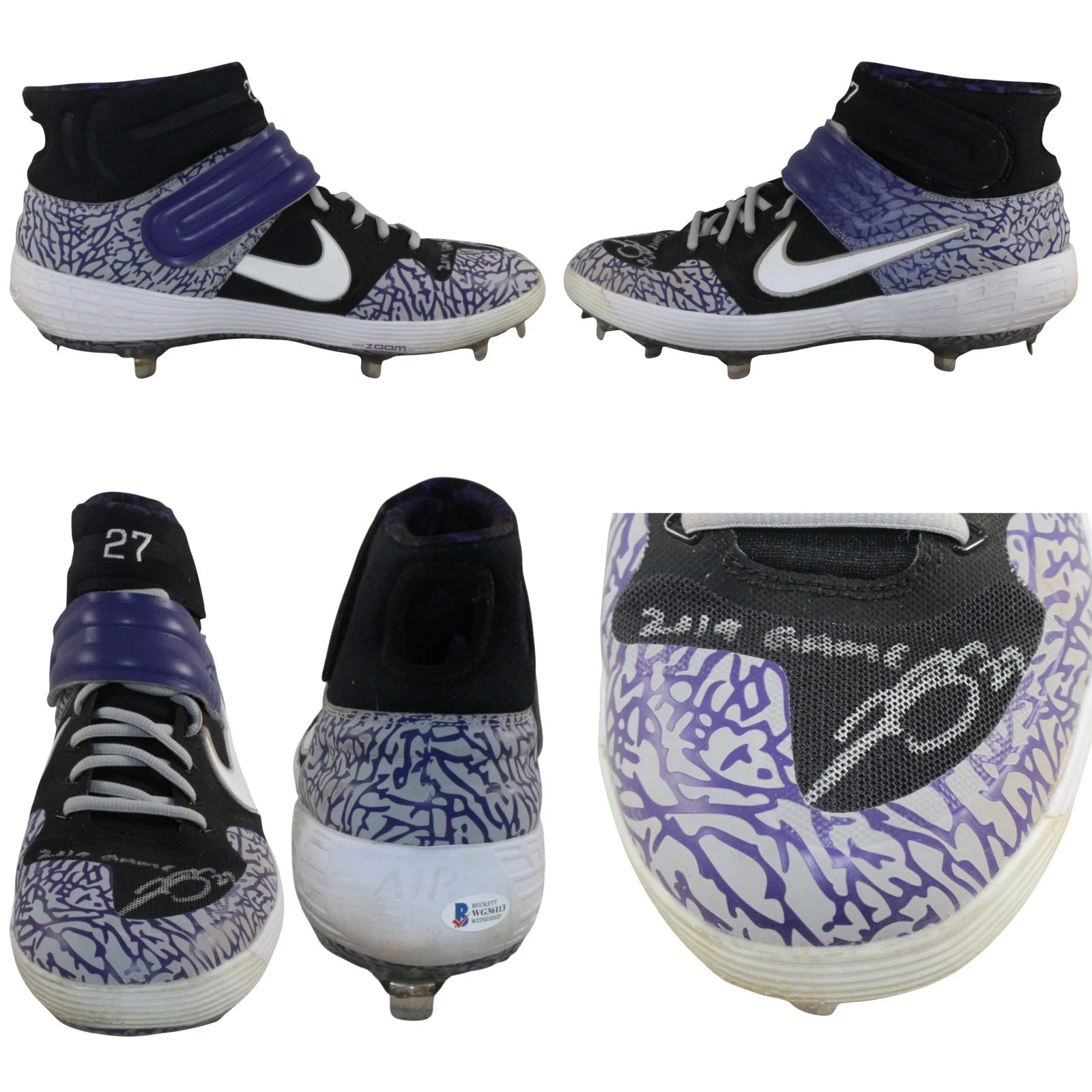 Trevor Story Signed Colorado Rockies Game Used Left Cleat Nike Beckett 57820