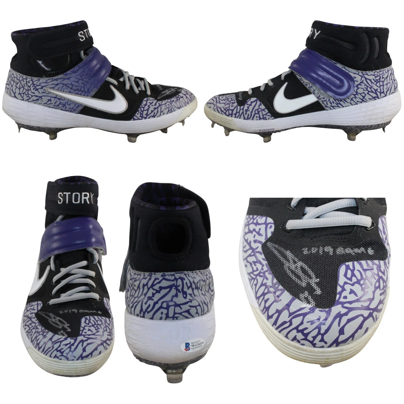 Trevor Story Signed Colorado Rockies Game Used Right Cleat Nike Beckett 57821