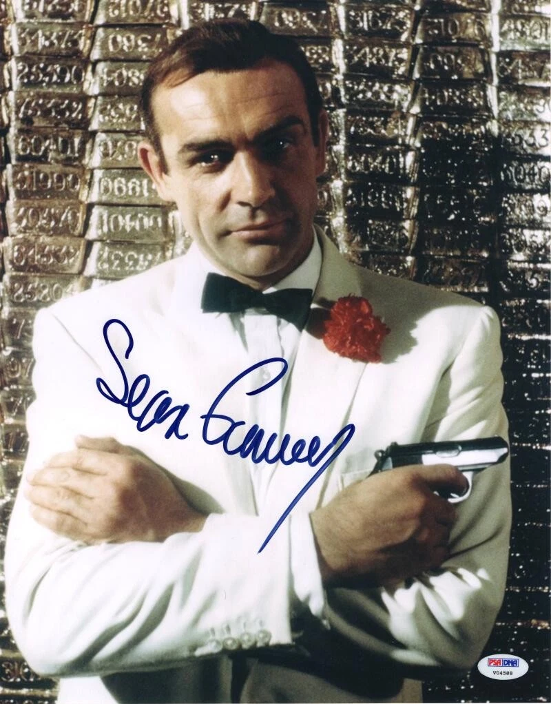 SEAN CONNERY SIGNED AUTOGRAPH 11×14 PHOTO – JAMES BOND 007 GOLDFINGER W/ PSA COA COLLECTIBLE MEMORABILIA